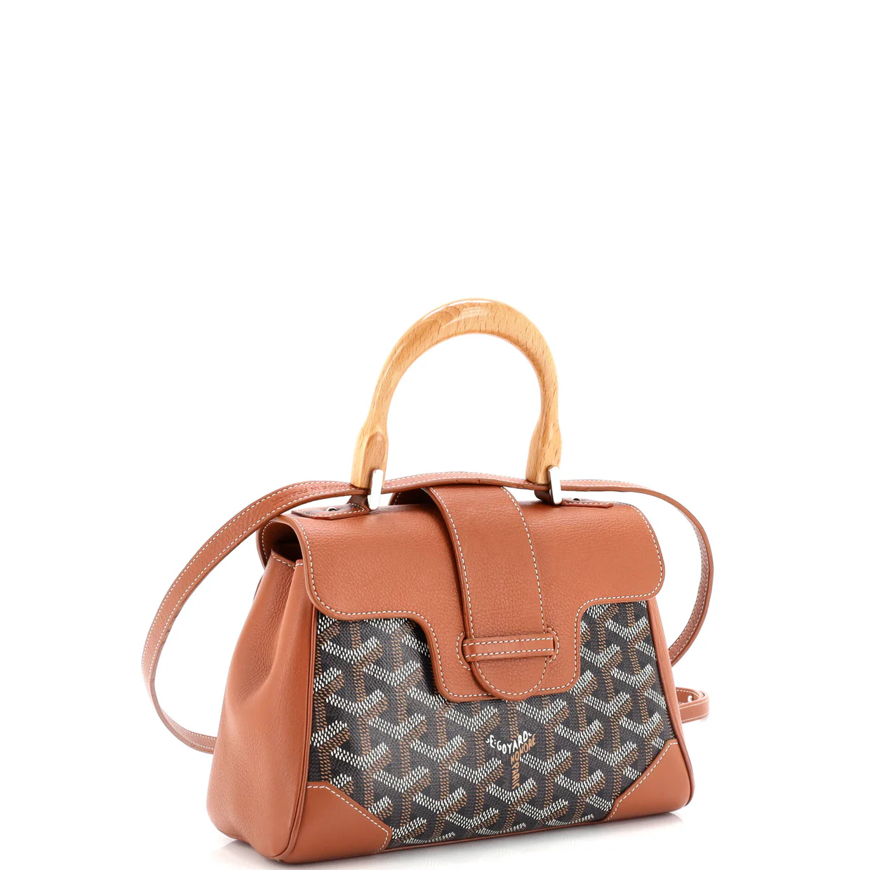 Saigon Top Handle Bag Coated Canvas with Leather Mini - Deep Luxury