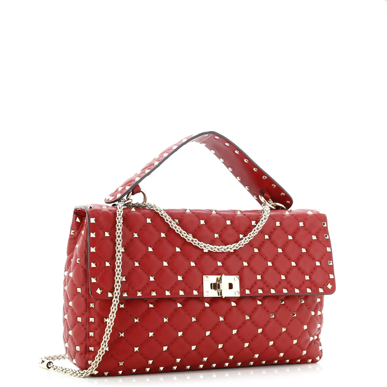 Rockstud Spike Flap Bag Quilted Leather Large - Deep Luxury