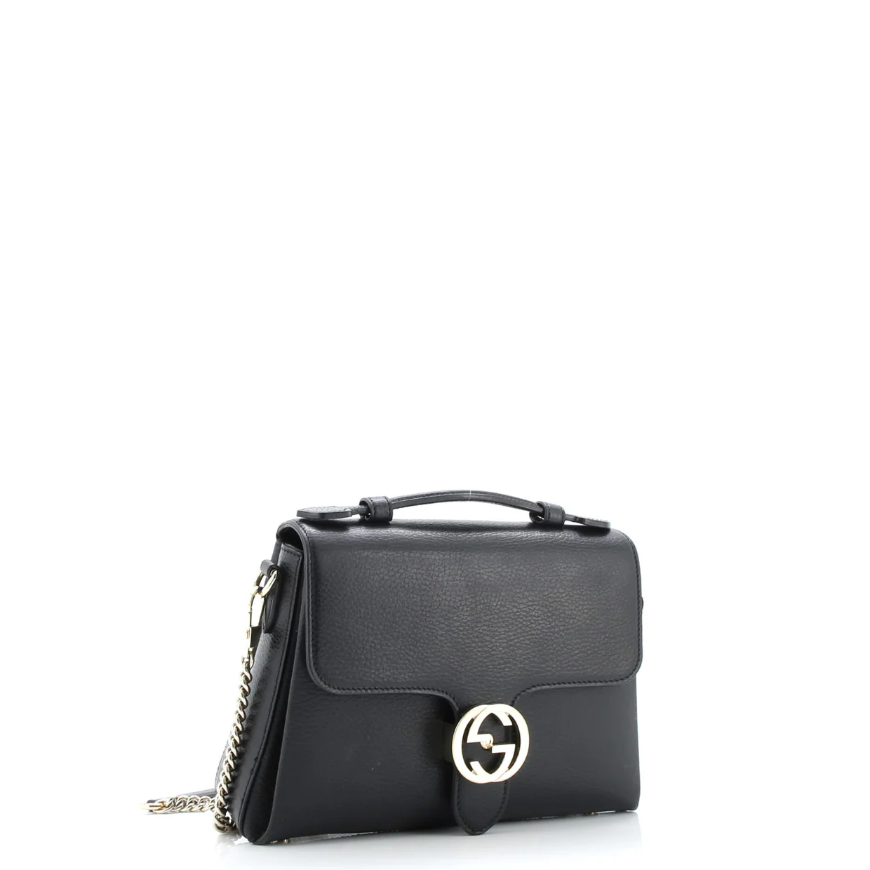 Interlocking Chain Crossbody Bag Leather Small - Deep Luxury