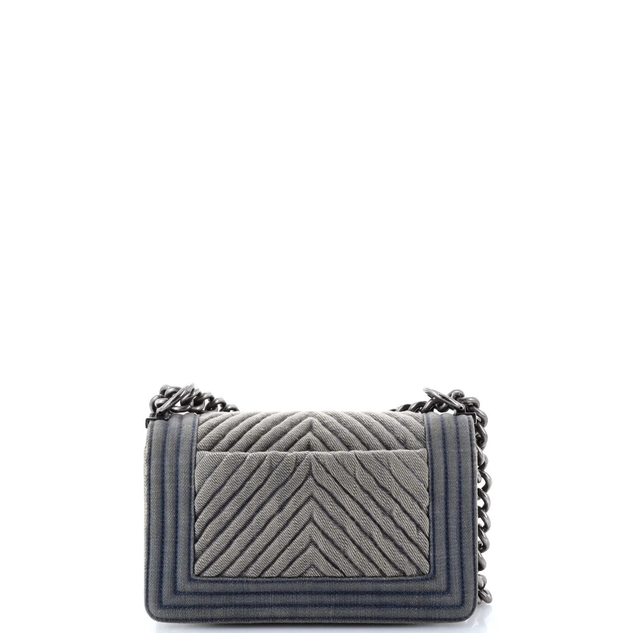 Boy Flap Bag Chevron Denim Small - Deep Luxury