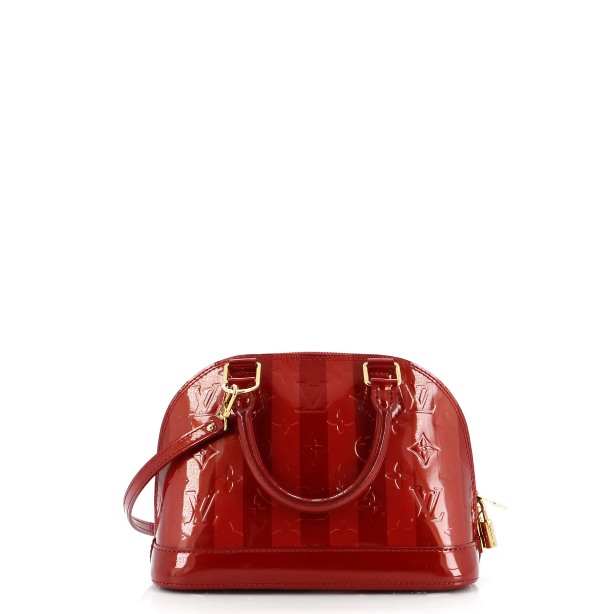 Alma Handbag Limited Edition Monogram Vernis Rayures BB - Deep Luxury