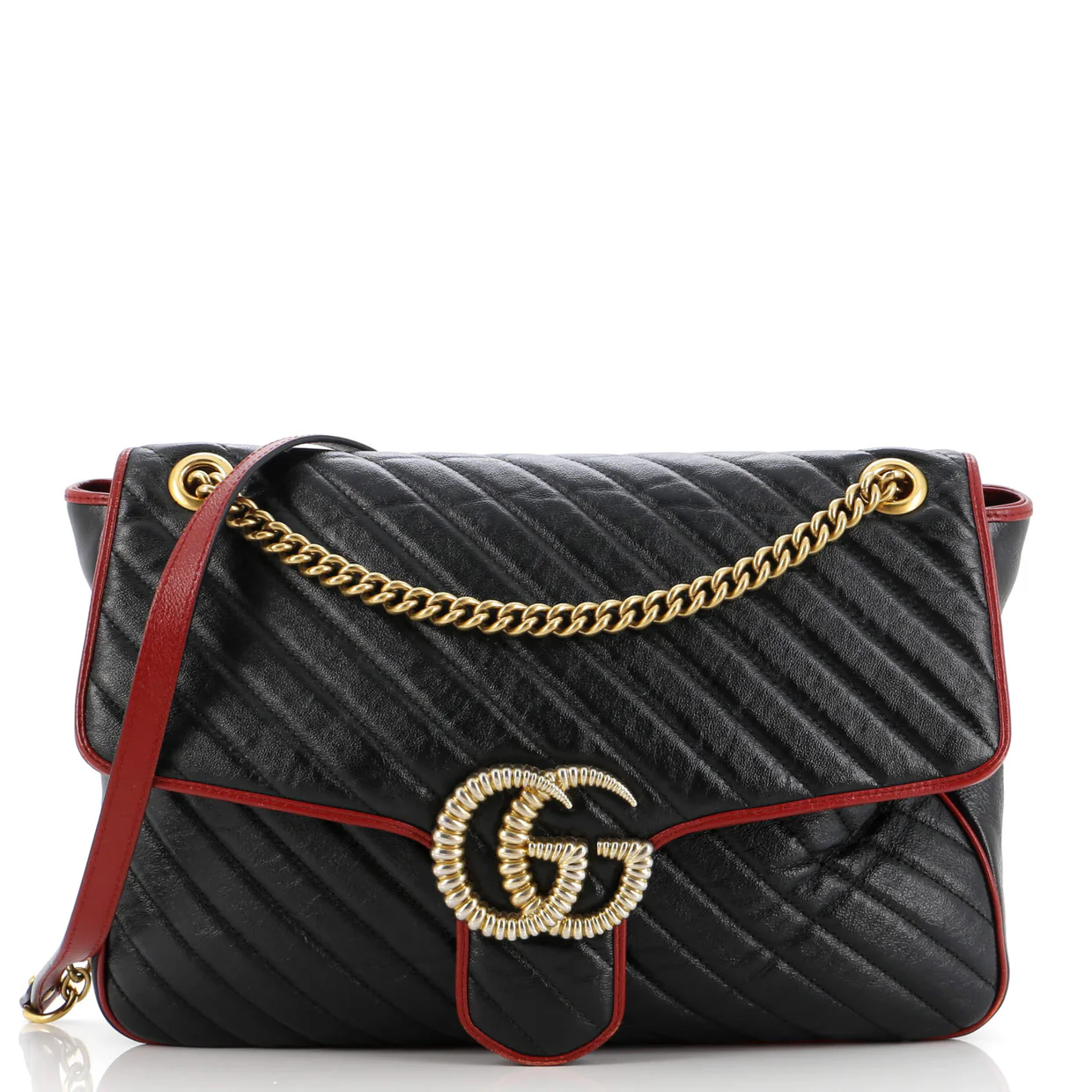 GG Marmont Flap Bag Diagonal Quilted Leather Medium - Deep Luxury