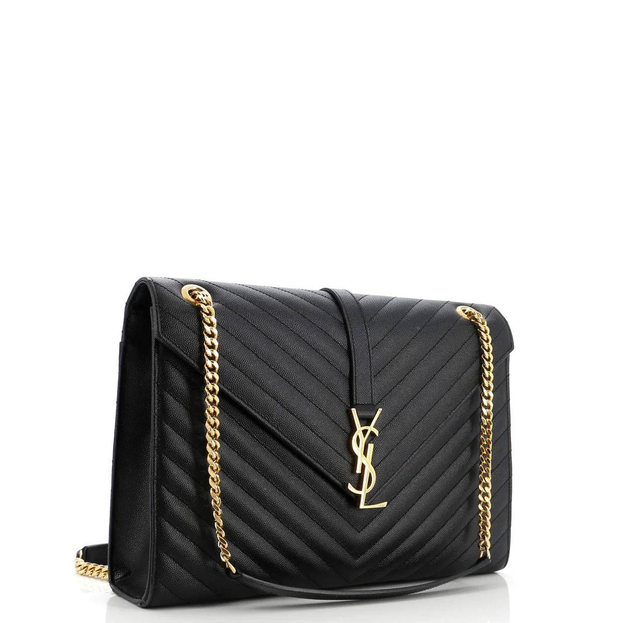 Classic Monogram Envelope Satchel Matelasse Chevron Leather Large - Deep Luxury