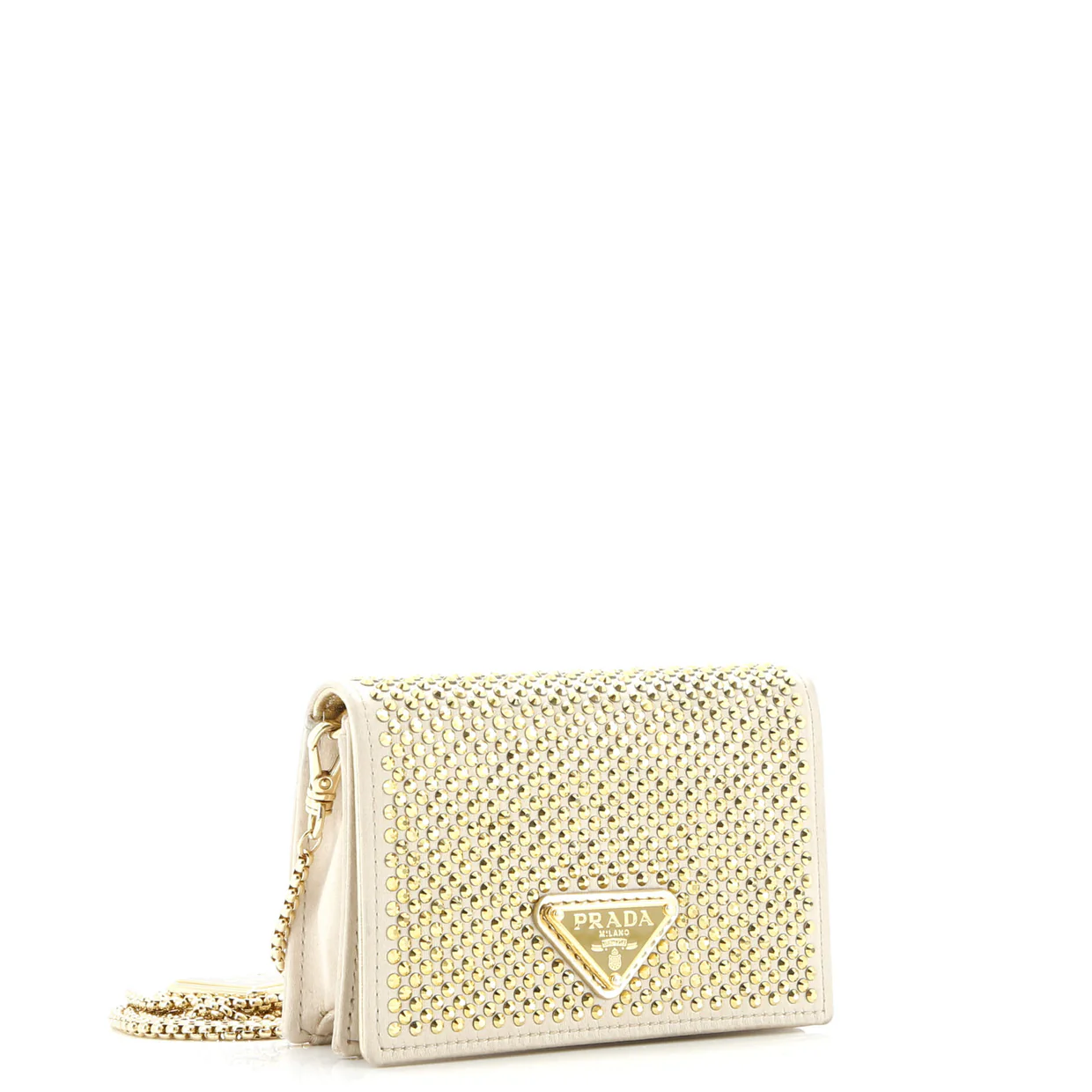 Flap Card Holder with Chain Satin with Crystals - Deep Luxury
