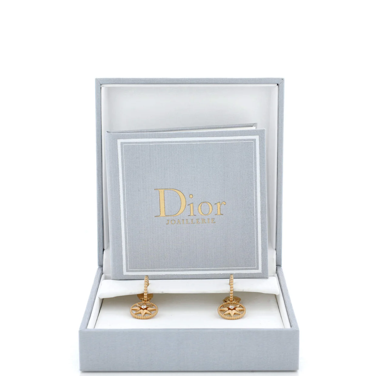 Rose des Vents Drop Hoop Earrings 18K Yellow Gold with Diamonds and Mother of Pearl - Deep Luxury