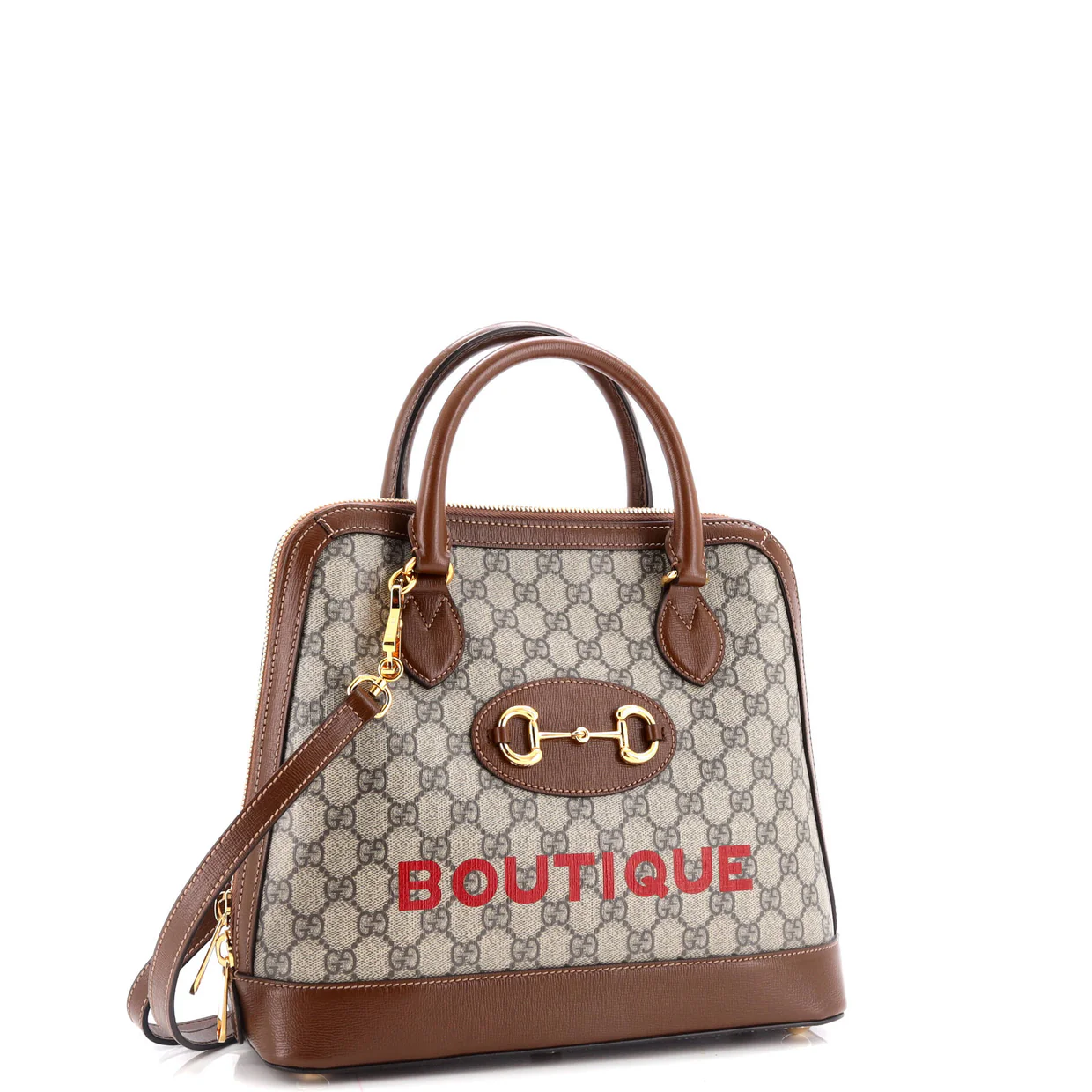 Horsebit 1955 Top Handle Bag Printed GG Coated Canvas and Leather Medium - Deep Luxury