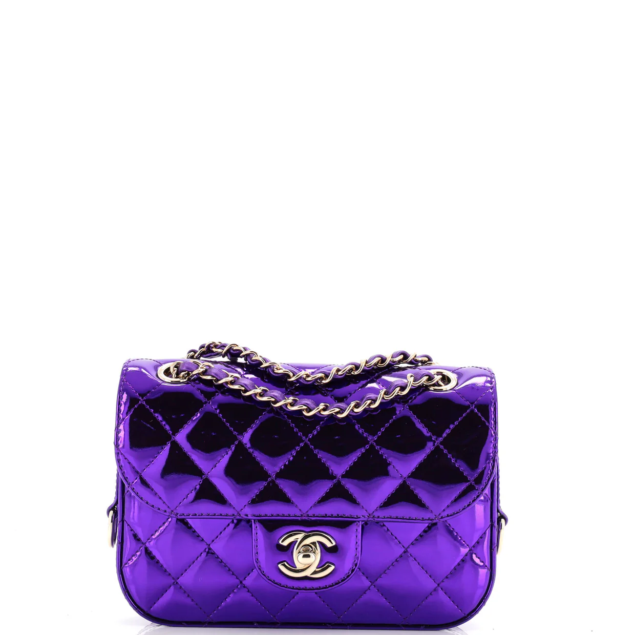 Classic Single Flap Bag with Star Coin Purse Quilted Metallic Leather Mini - Deep Luxury