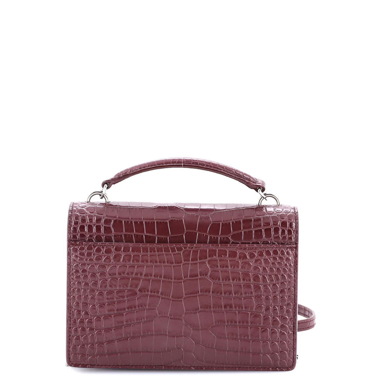 Sunset Top Handle Chain Wallet Crocodile Embossed Leather - Deep Luxury