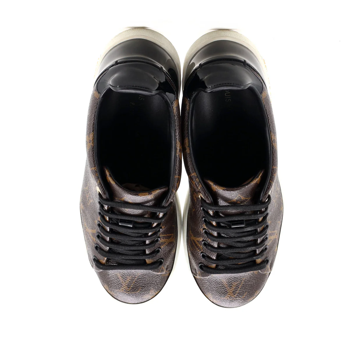 Women's FrontRow Sneakers Monogram Canvas with Patent - Deep Luxury