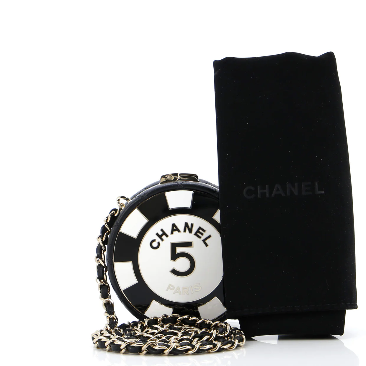 Poker Chip Clutch With Chain Quilted Lambskin with Enamel - Deep Luxury