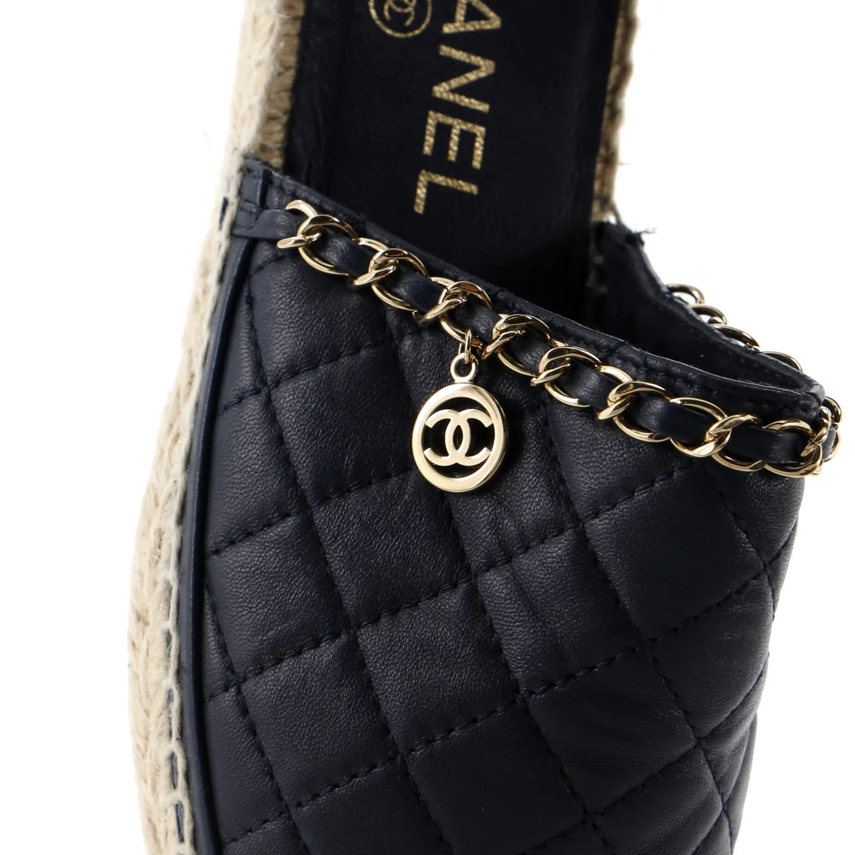 Women's CC Mule Espadrilles Embossed Leather - Deep Luxury