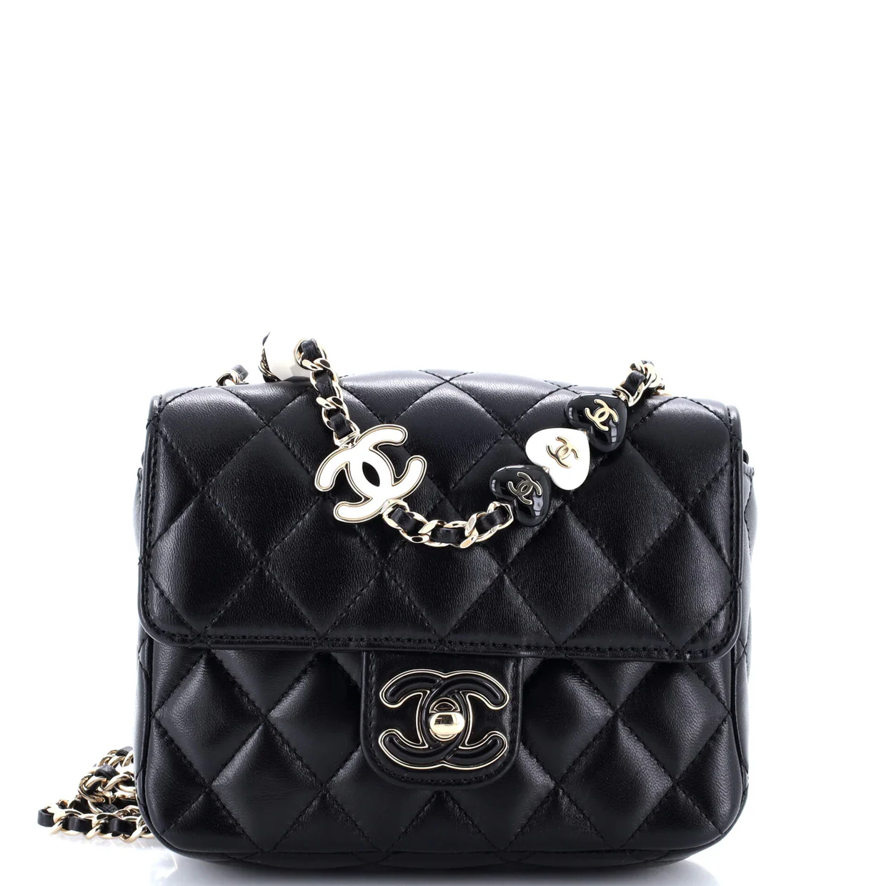 Candy Heart Flap Bag Quilted Lambskin Mini - Deep Luxury
