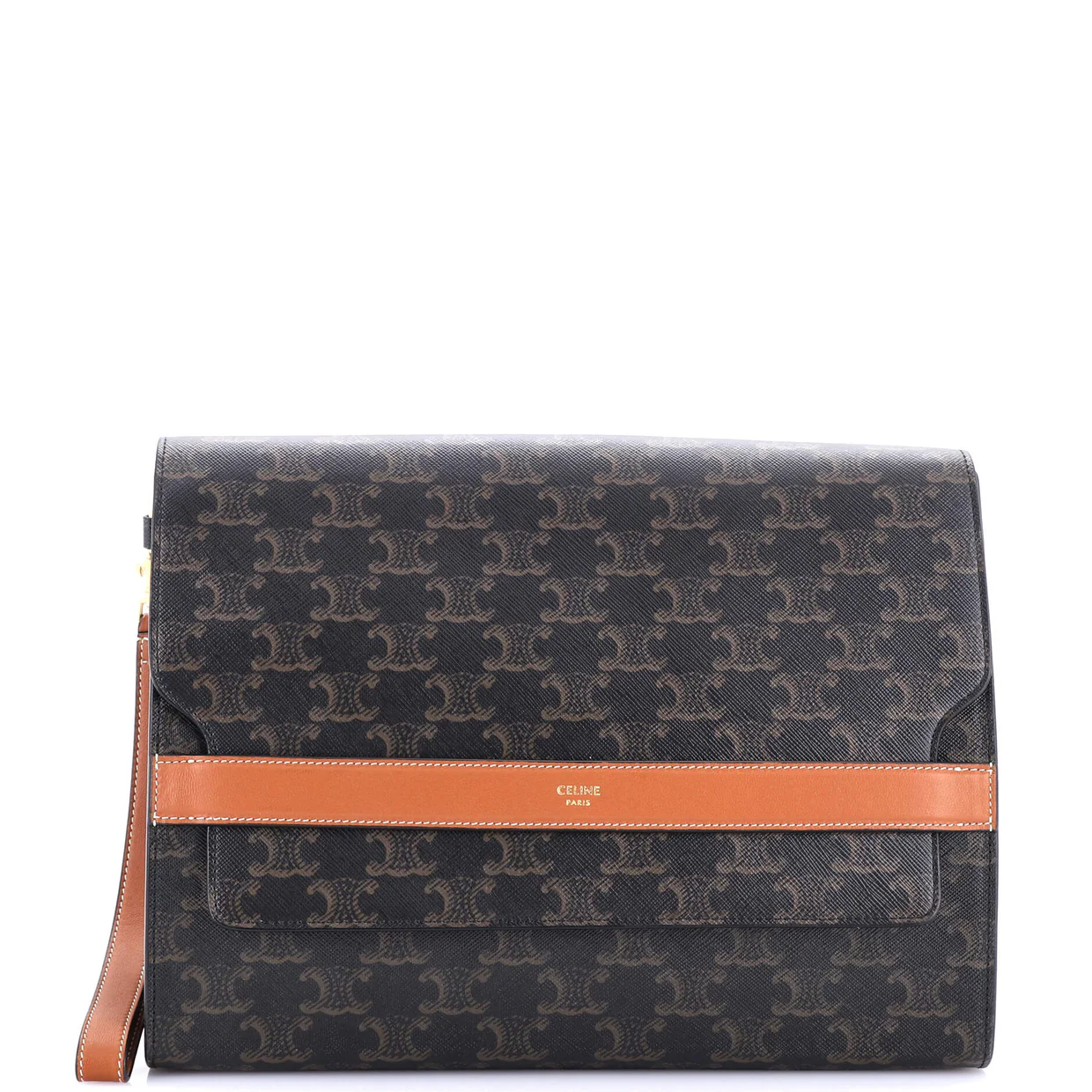 Flap Wristlet Pouch Triomphe Coated Canvas - Deep Luxury