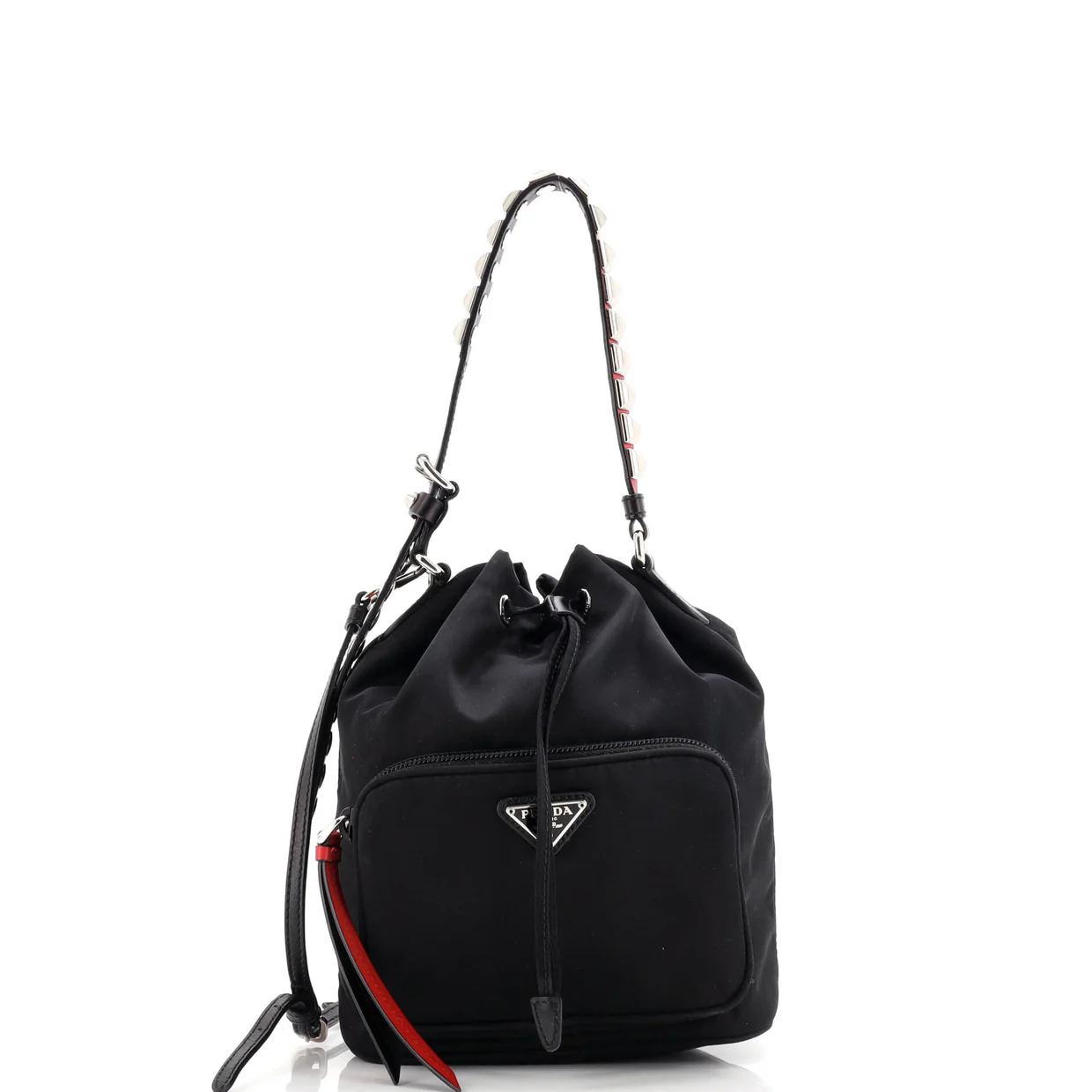 New Vela Multi Pocket Bucket Bag Tessuto with Studded Leather - Deep Luxury