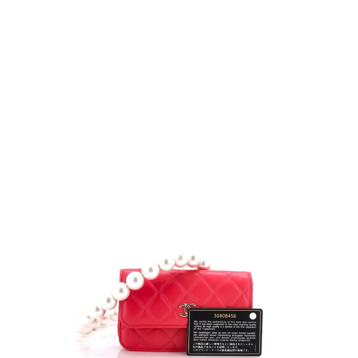 Pearl Strap Clutch with Chain Quilted Calfskin - Deep Luxury