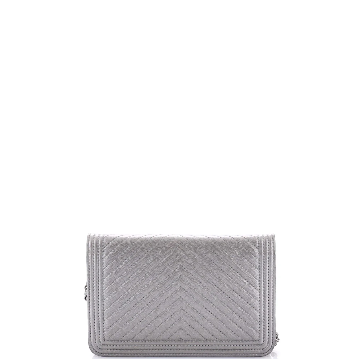 Boy Wallet on Chain Chevron Calfskin - Deep Luxury