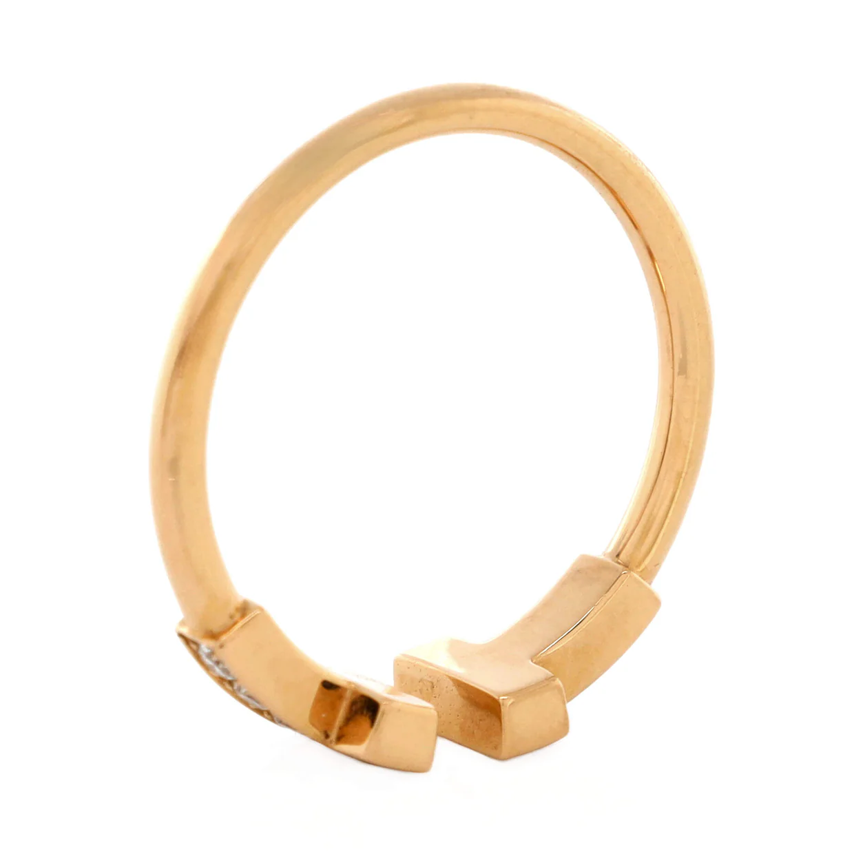 T Wire Ring 18K Yellow Gold with Diamonds - Deep Luxury