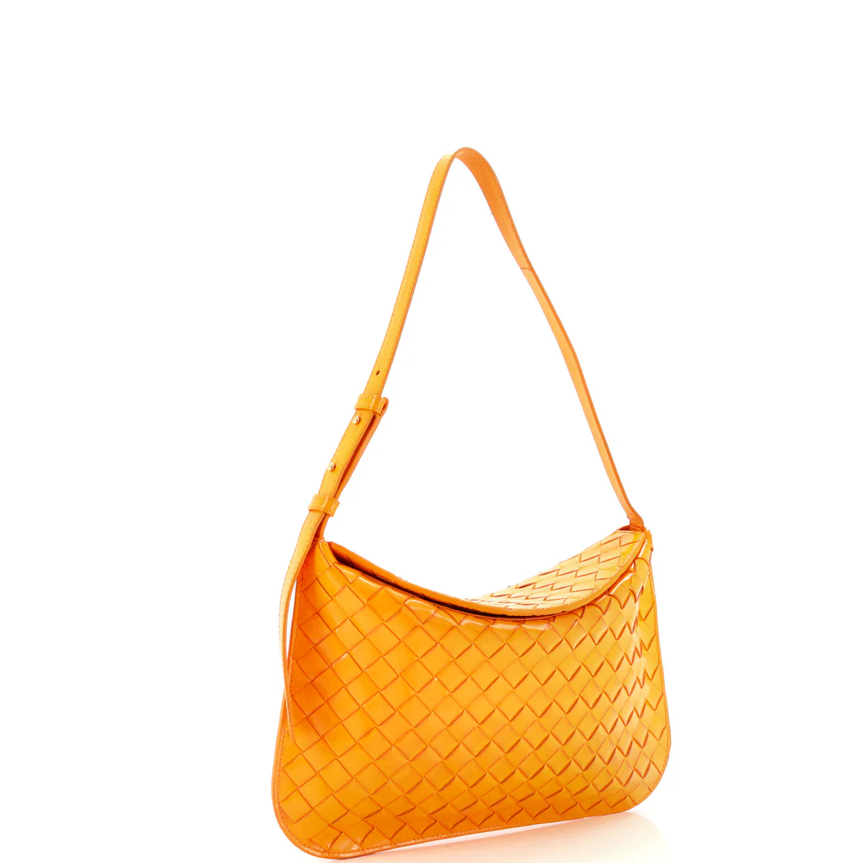 Cradle Fold Over Shoulder Bag Intrecciato Leather - Deep Luxury