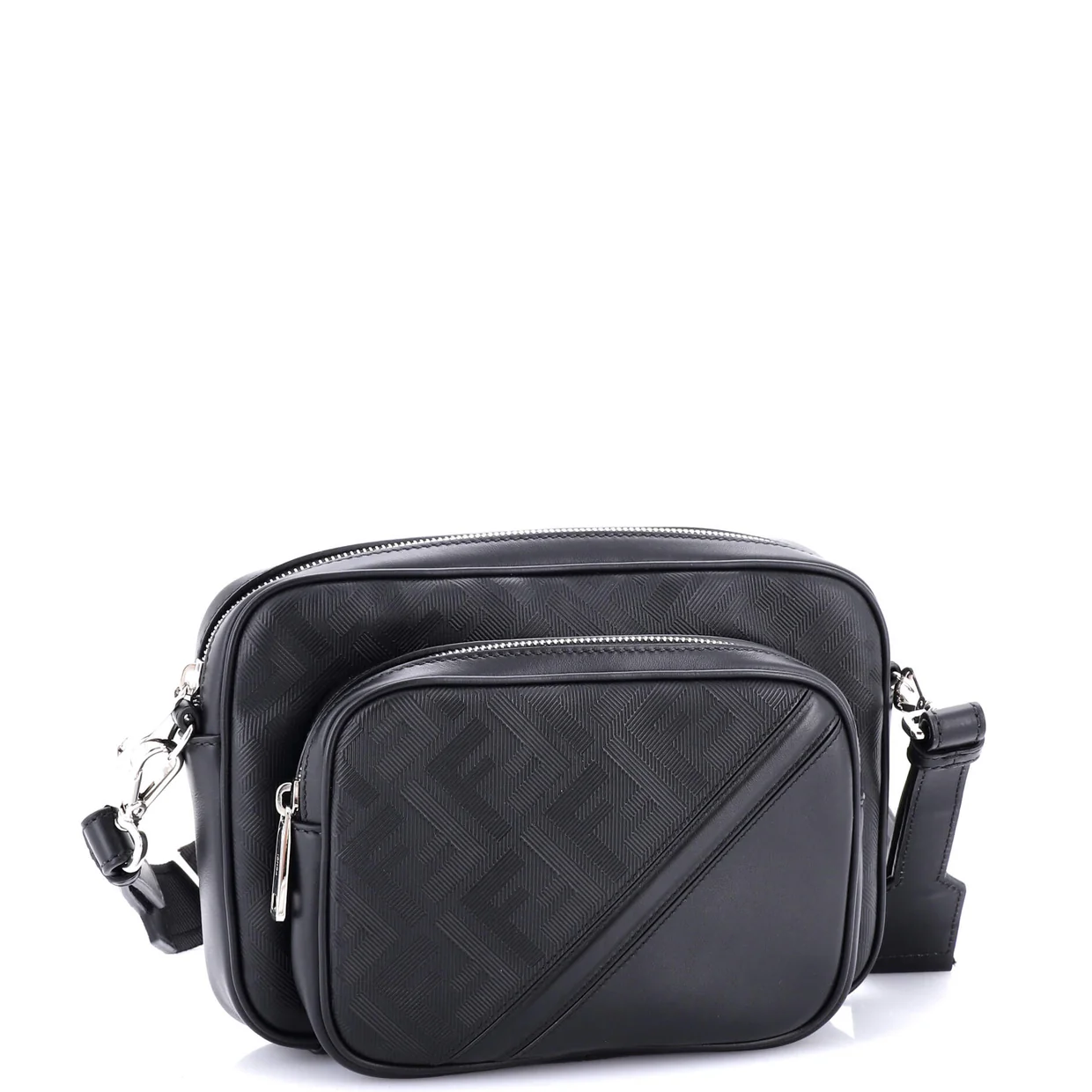 Diagonal Duo Camera Case Zucca Shadow Leather and Leather Small - Deep Luxury