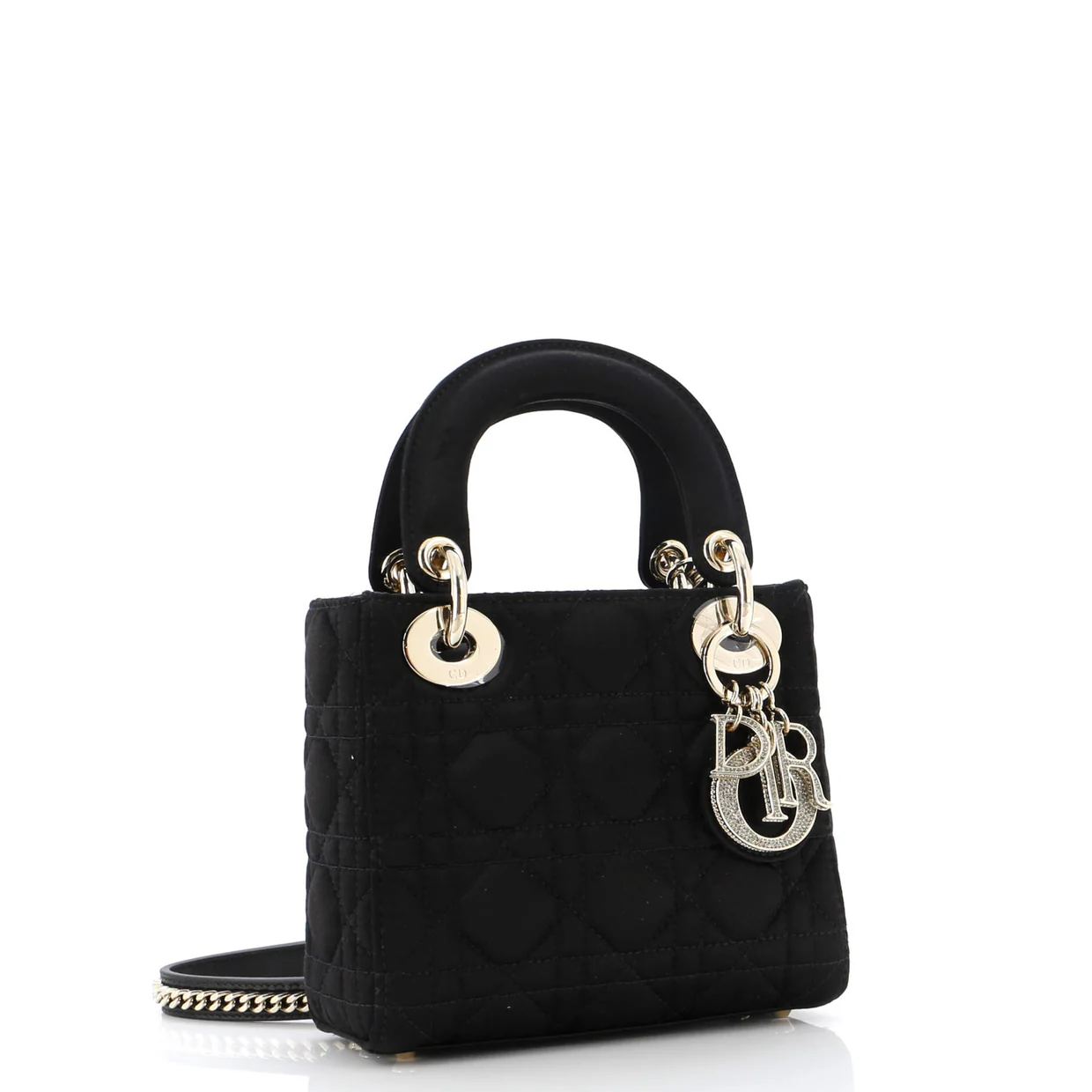 Lady Dior Bag Cannage Quilt Satin with Crystal Charms Mini - Deep Luxury