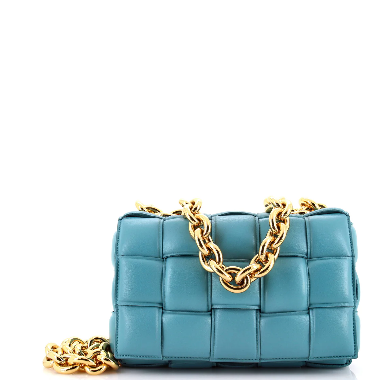 Cassette Chain Crossbody Bag Padded Maxi Intrecciato Leather - Deep Luxury