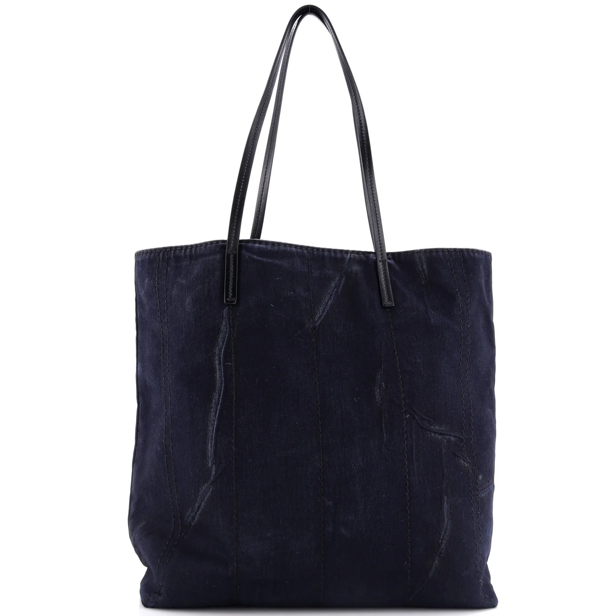 Logo Shopping Tote Denim and Linen Blend - Deep Luxury