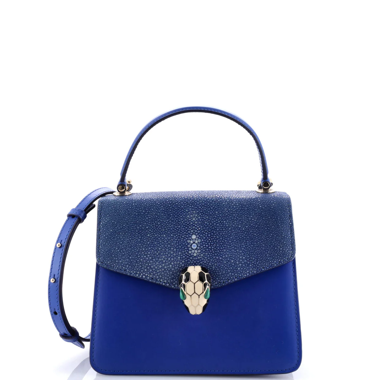 Serpenti Forever Top Handle Bag Leather and Stingray Small - Deep Luxury