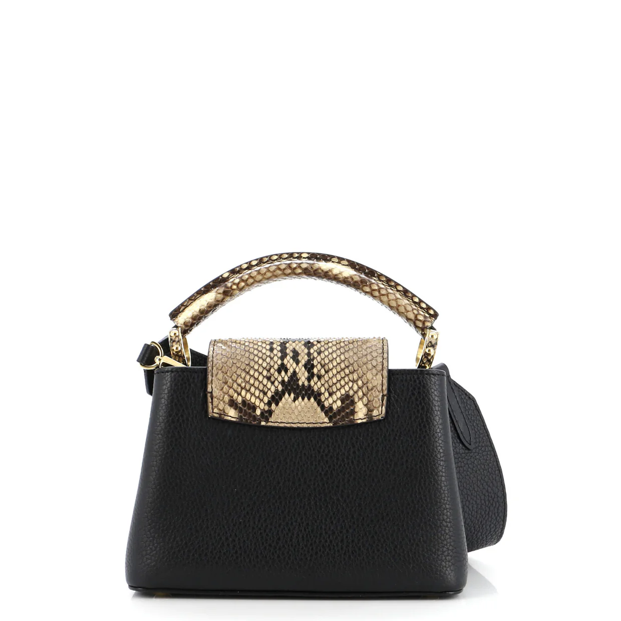 Capucines Bag Leather with Snakeskin Mini - Deep Luxury
