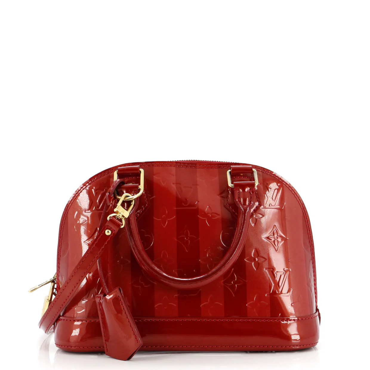 Alma Handbag Limited Edition Monogram Vernis Rayures BB - Deep Luxury