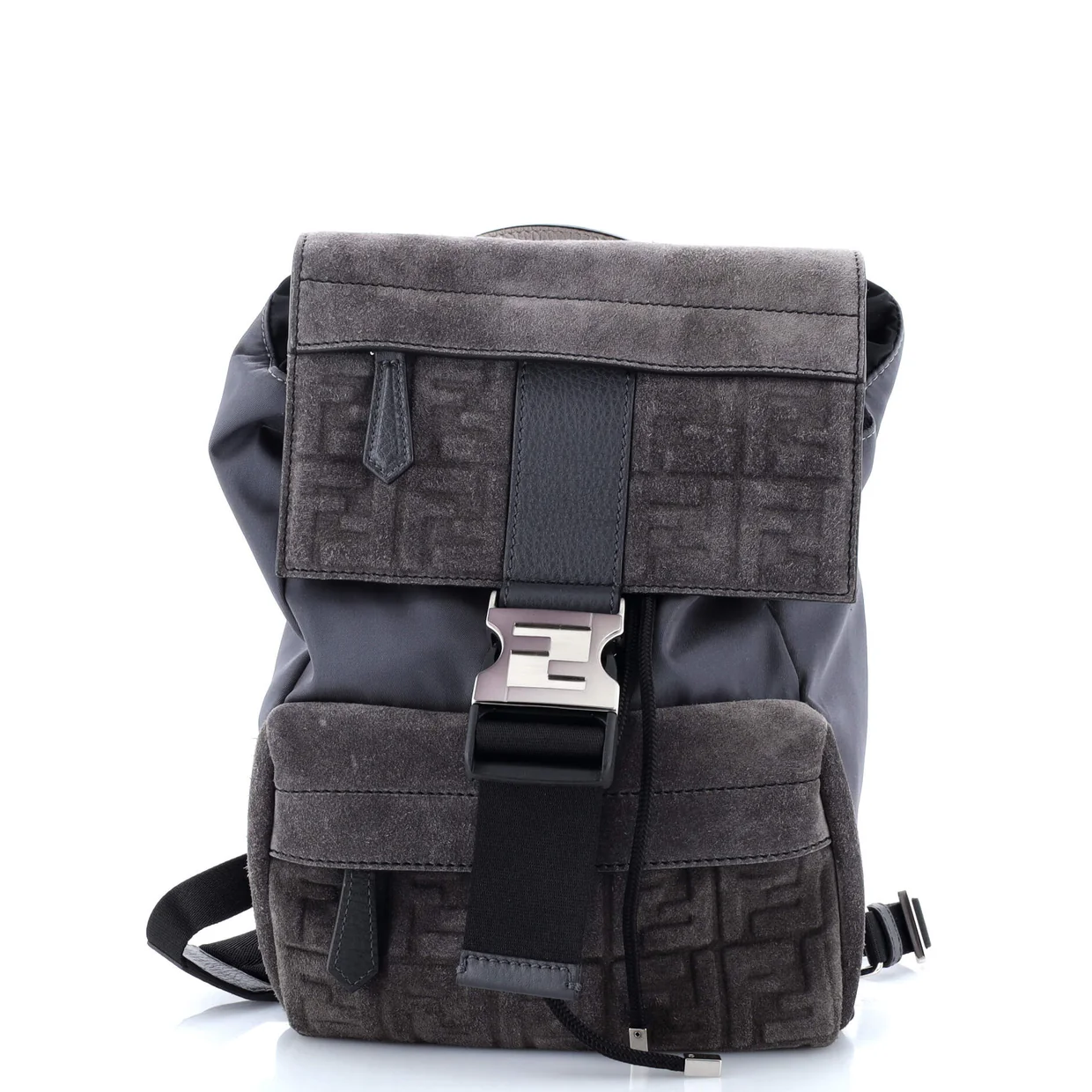 Fendiness Backpack Zucca Suede and Nylon Small - Deep Luxury