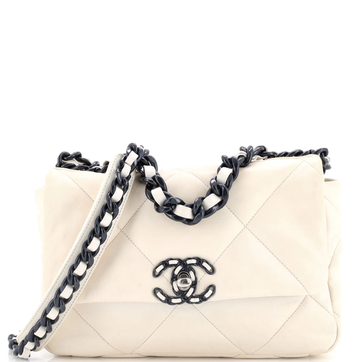 19 Flap Bag Quilted Glossy Calfskin Medium - Deep Luxury