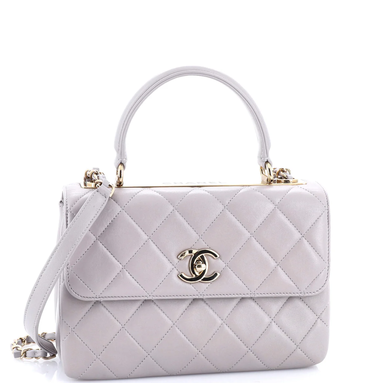 Trendy CC Top Handle Bag Quilted Lambskin Small - Deep Luxury