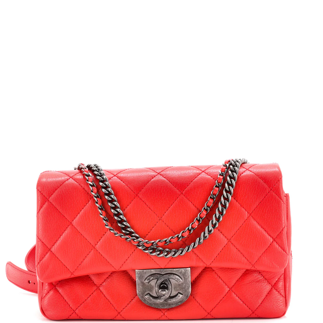 Double Carry Chain Waist Bag Quilted Goatskin Small - Deep Luxury