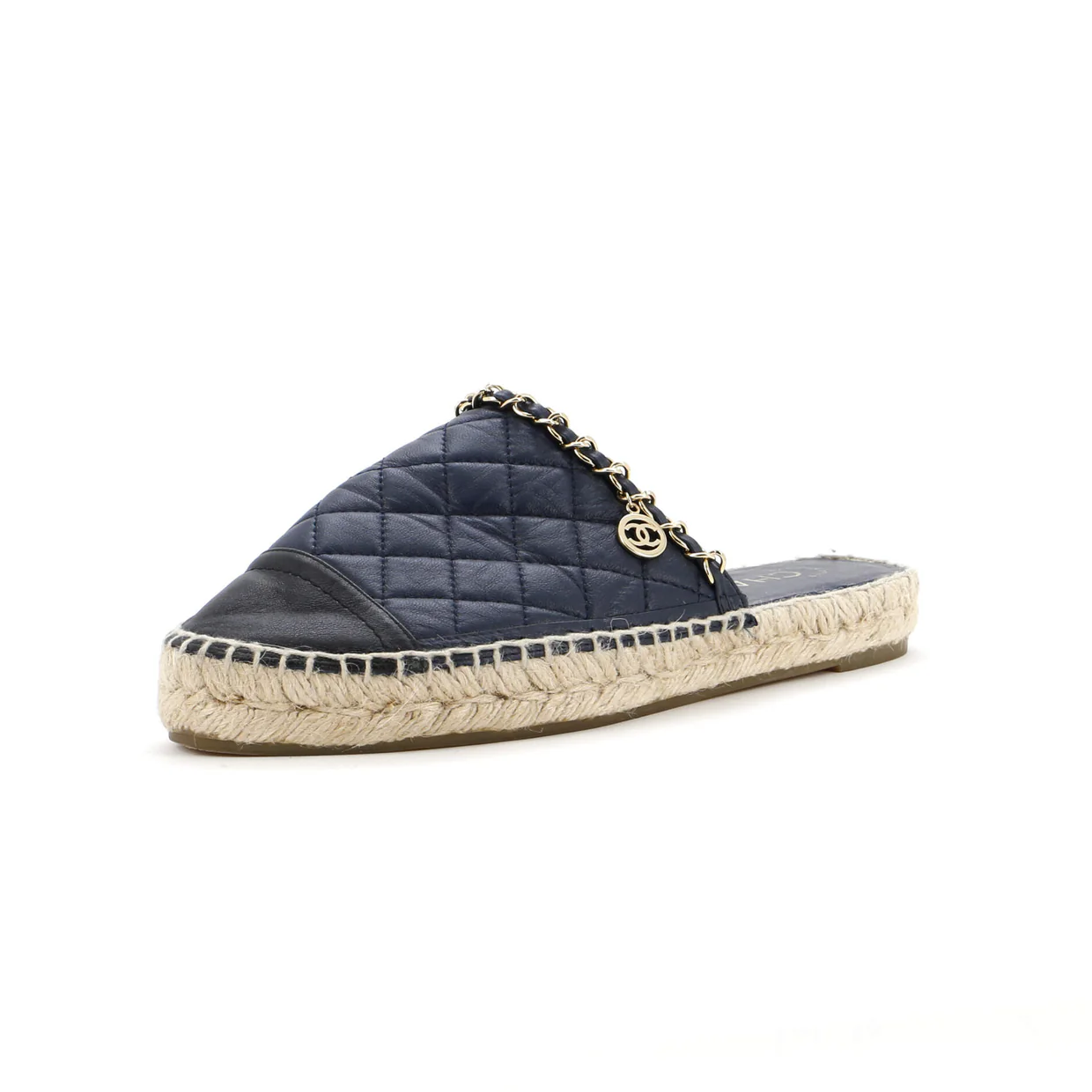 Women's CC Mule Espadrilles Embossed Leather - Deep Luxury