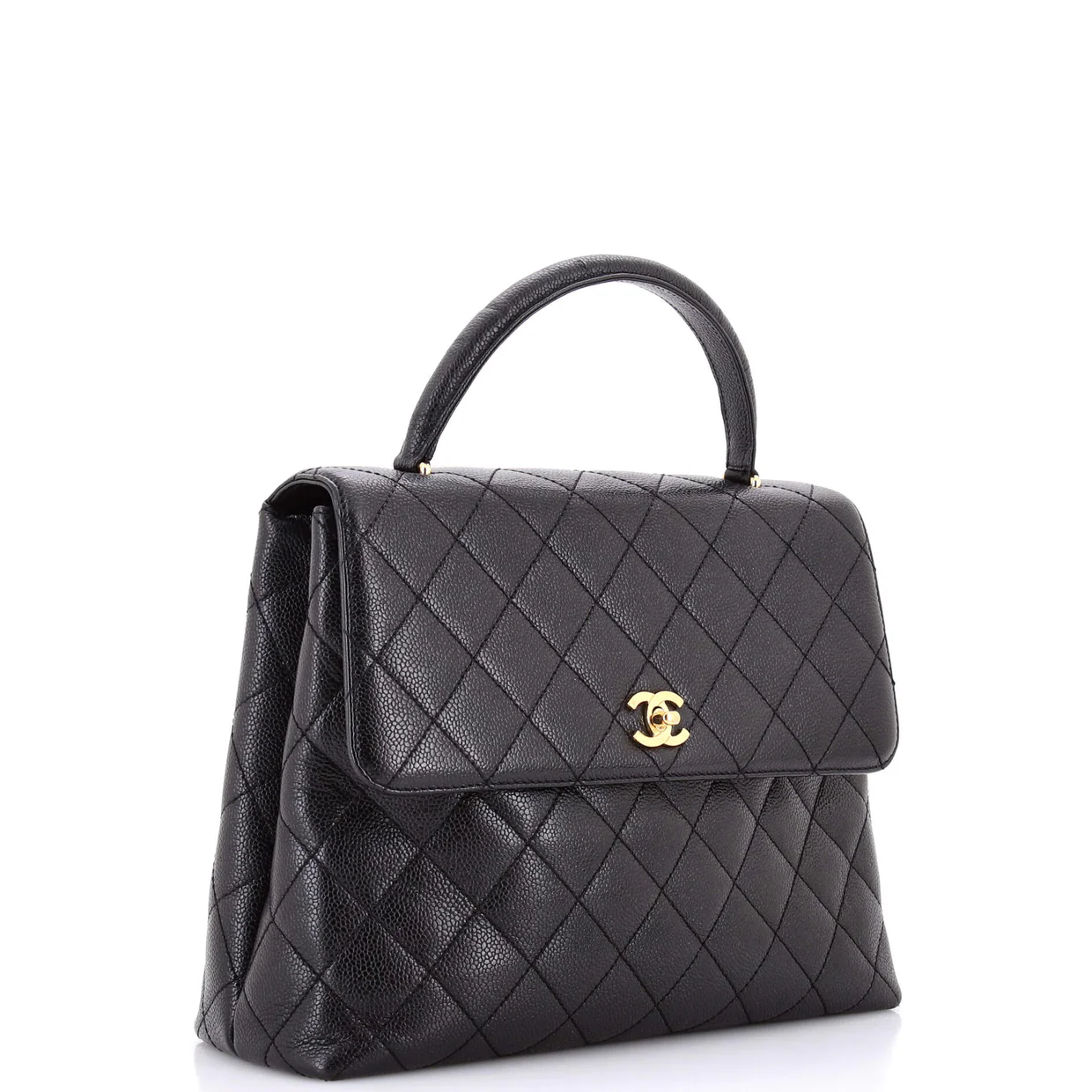 Vintage Classic Top Handle Flap Bag Quilted Caviar Jumbo - Deep Luxury