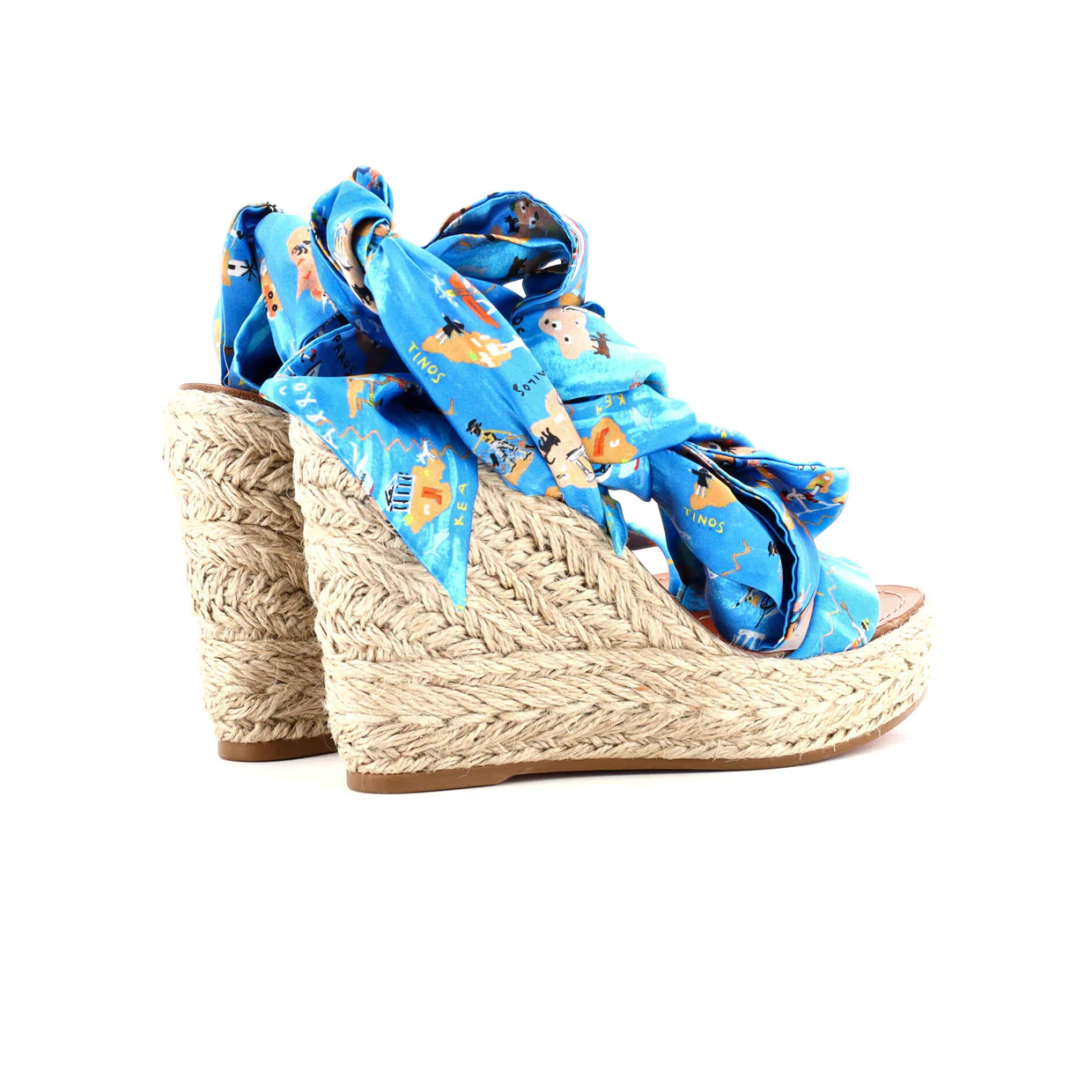 Women's Monica Du Desert Wedge Espadrilles Printed Satin 110 - Deep Luxury