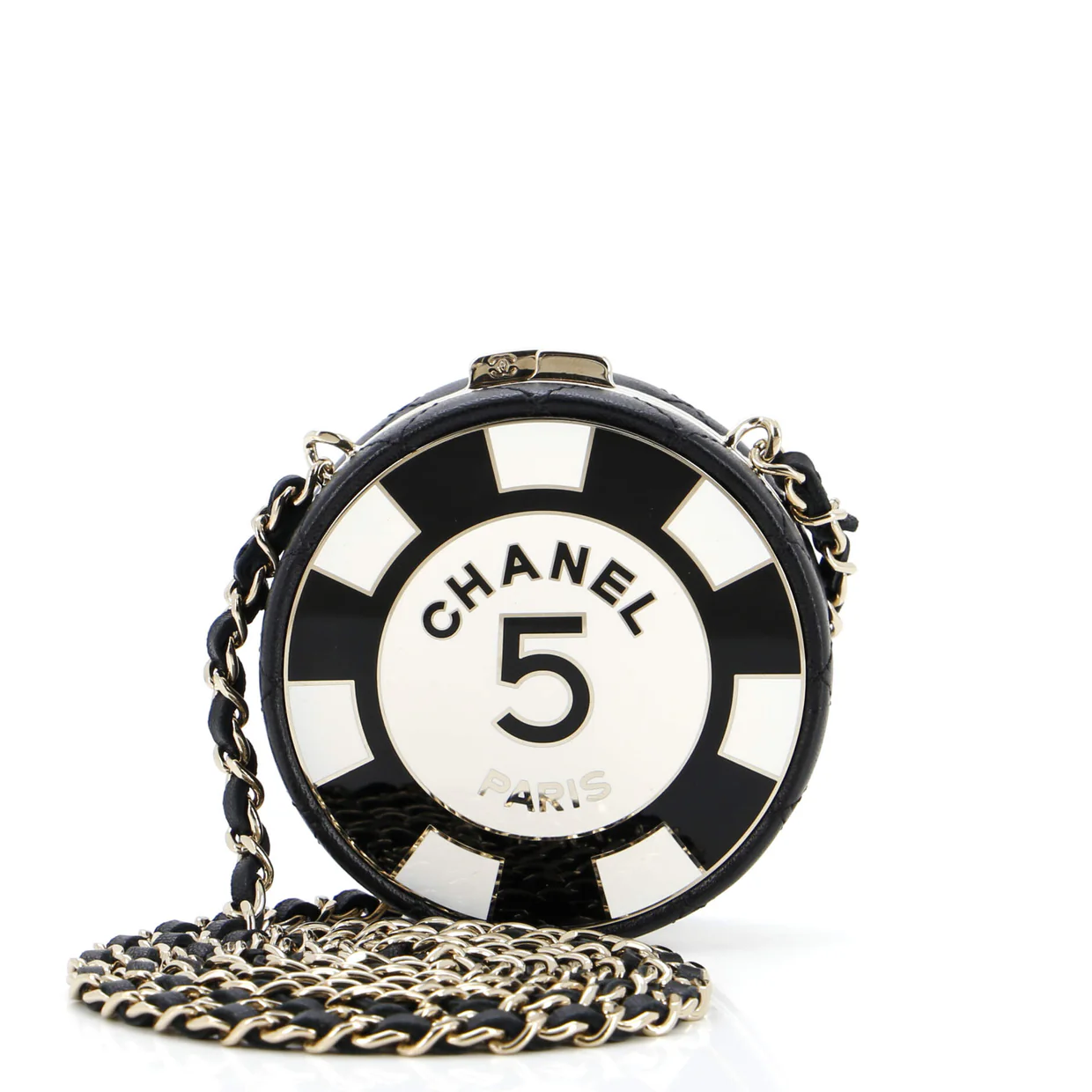 Poker Chip Clutch With Chain Quilted Lambskin with Enamel - Deep Luxury