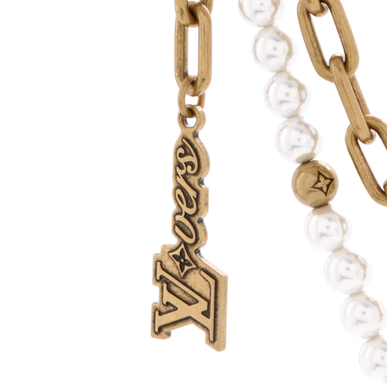 Chain Belt Bag Charm Metal with Faux Pearls - Deep Luxury