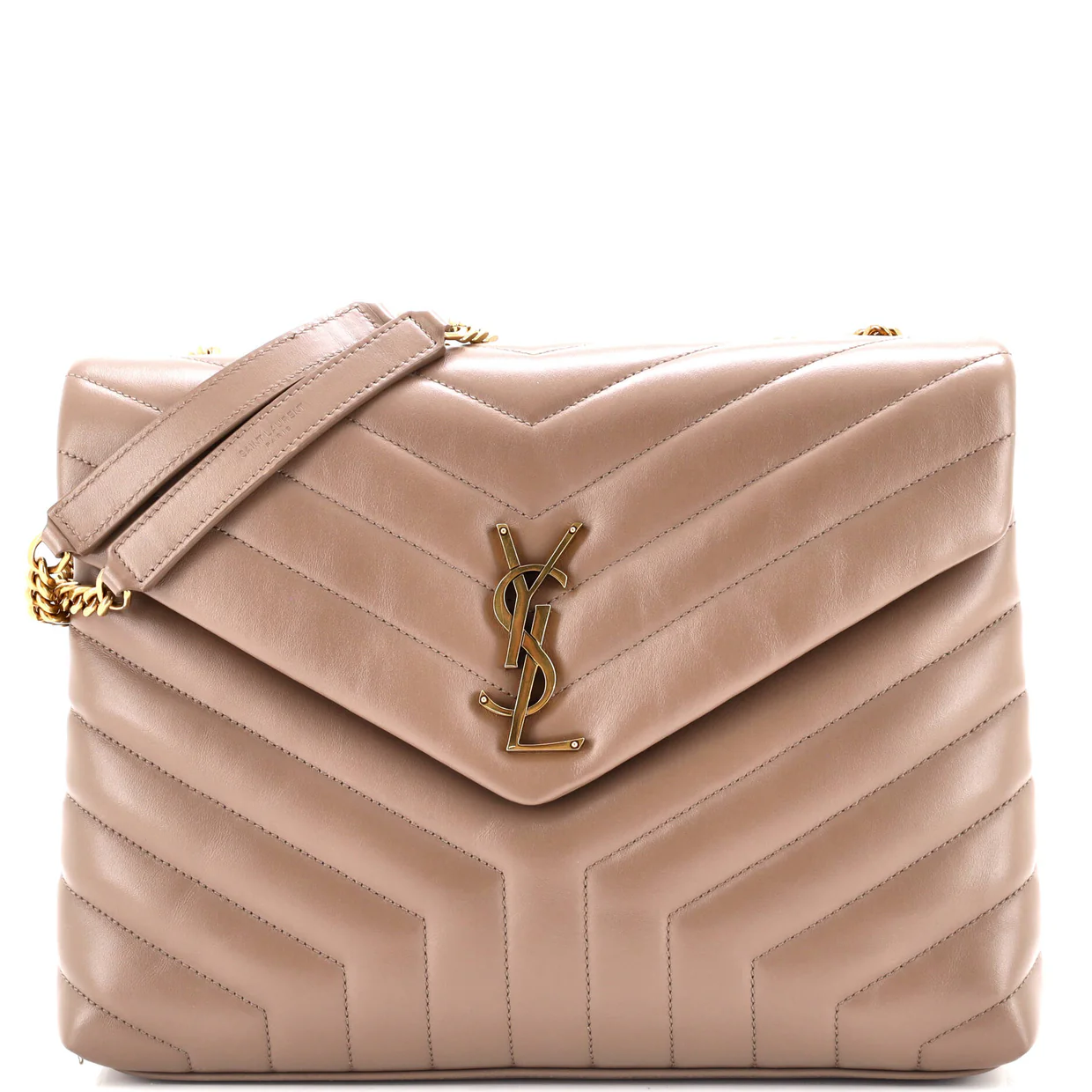 Loulou Shoulder Bag Matelasse Chevron Leather Medium - Deep Luxury