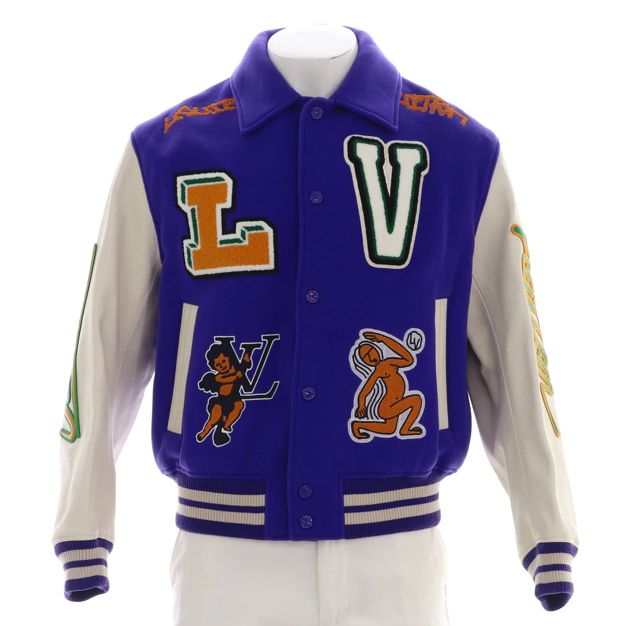 Men's Varsity Blouson Jacket Patchwork Leather with Wool - Deep Luxury