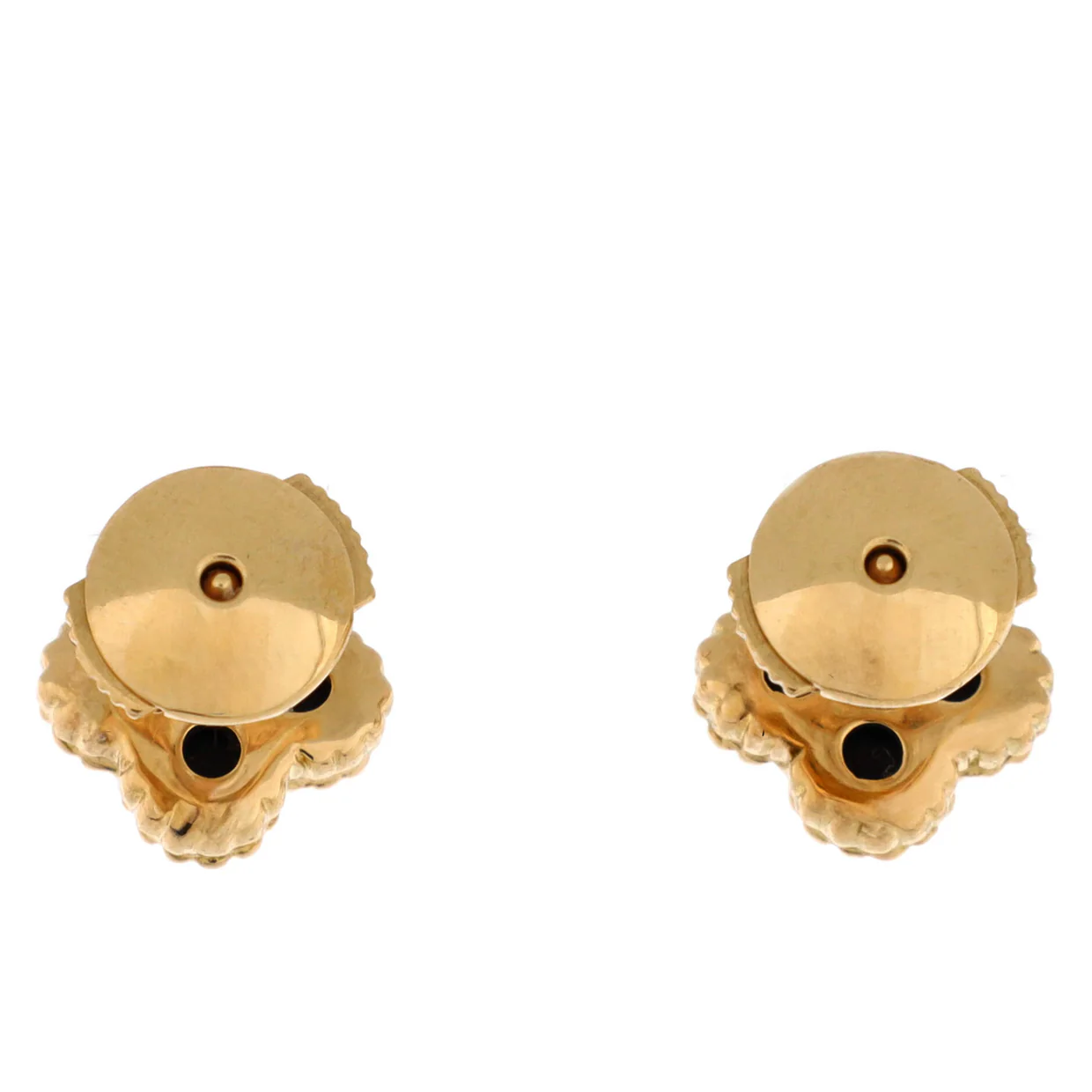 Sweet Alhambra Stud Earrings 18K Yellow Gold and Onyx - Deep Luxury