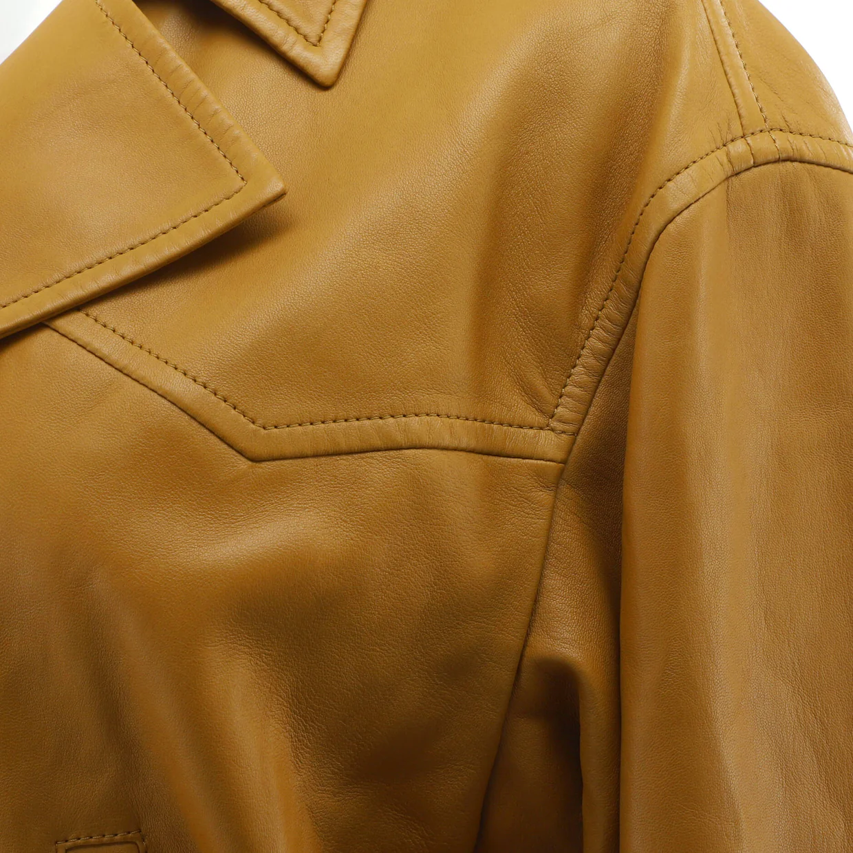 Women's Double Breasted Belted Jacket Leather - Deep Luxury