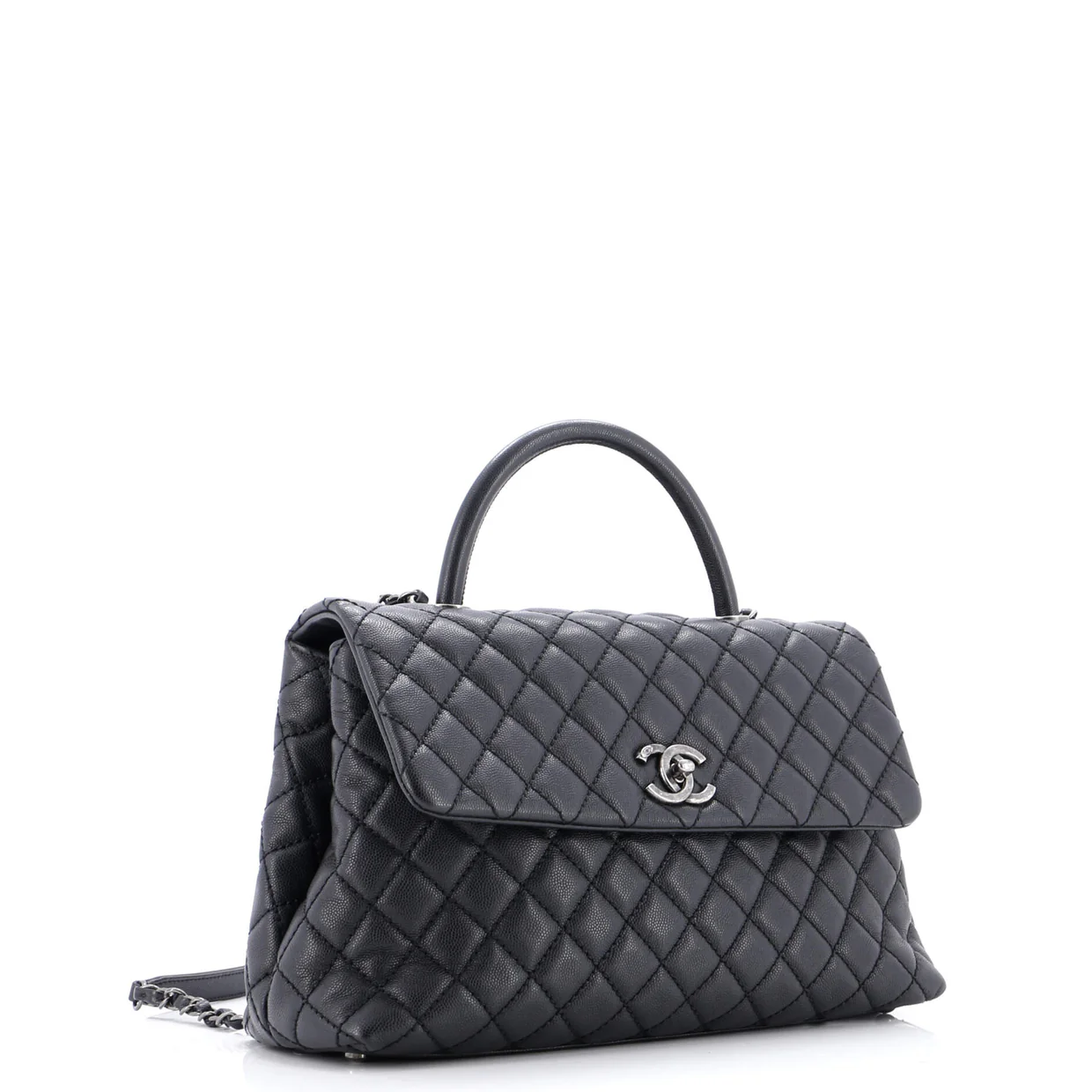 Coco Top Handle Bag Quilted Caviar Medium - Deep Luxury