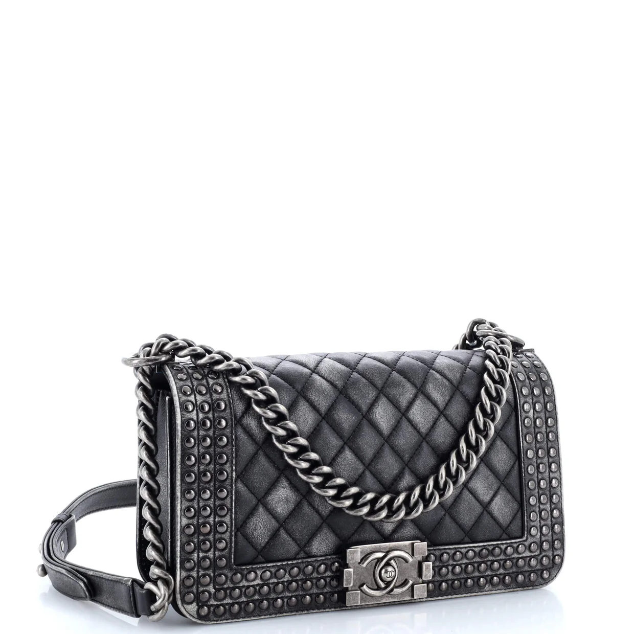 Paris-Dallas Boy Flap Bag Studded Quilted Distressed Calfskin Old Medium - Deep Luxury