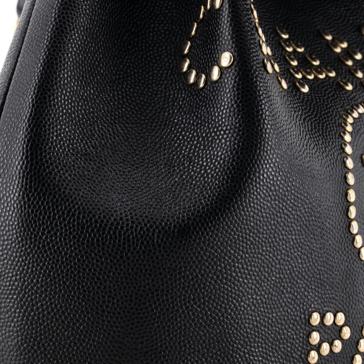 Deauville Drawstring Bucket Bag Studded Caviar Medium - Deep Luxury