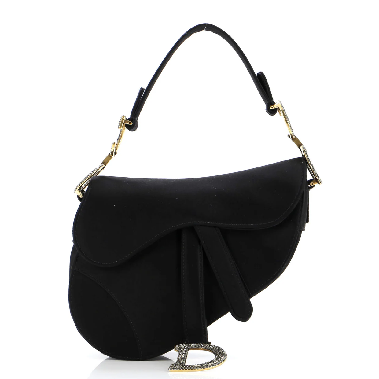 Saddle Handbag Satin with Crystals Mini - Deep Luxury