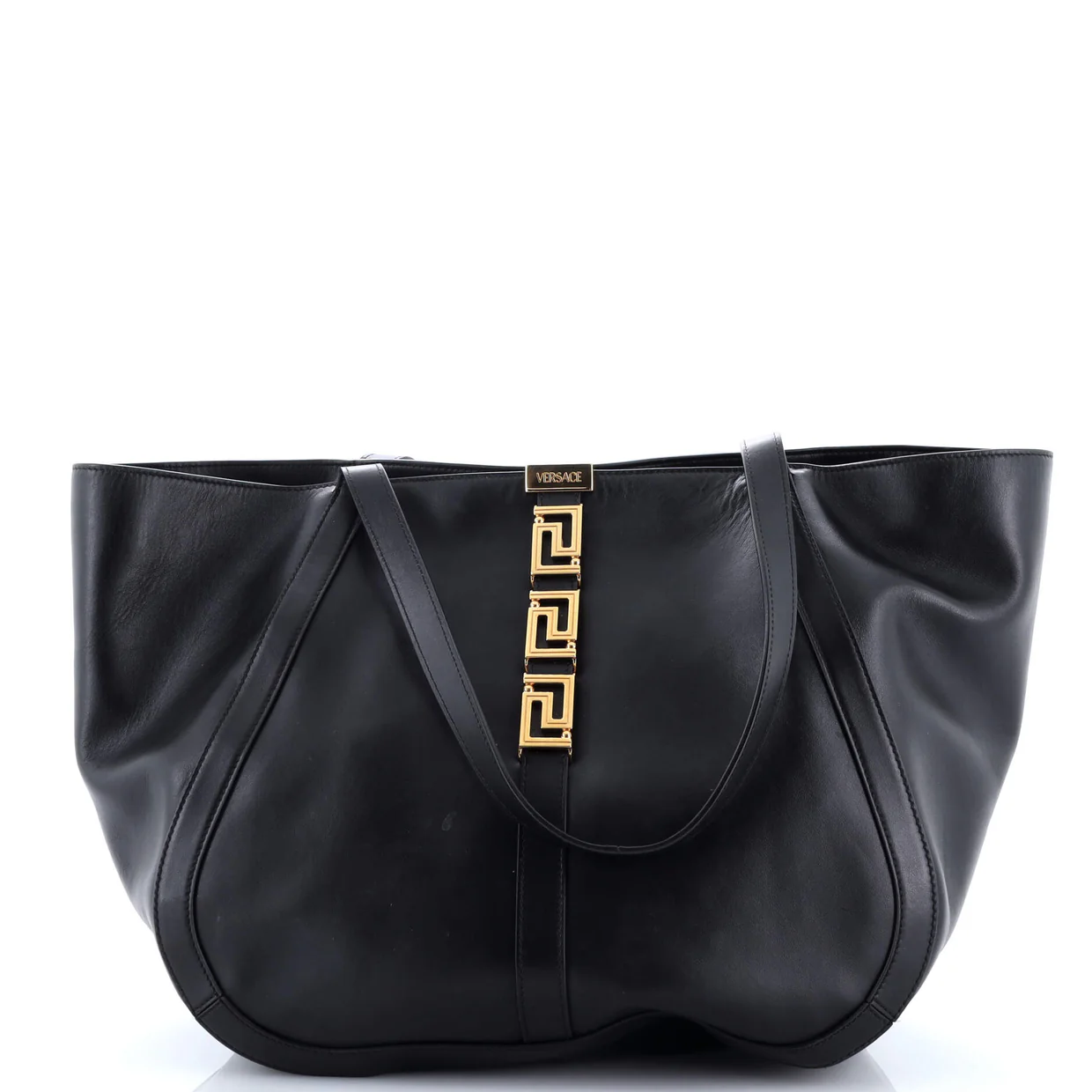 Greca Goddess Tote Leather Large - Deep Luxury