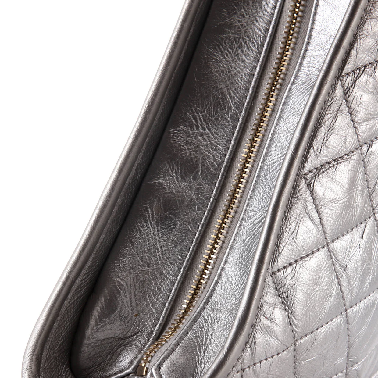 Gabrielle Hobo Quilted Metallic Aged Calfskin Medium - Deep Luxury