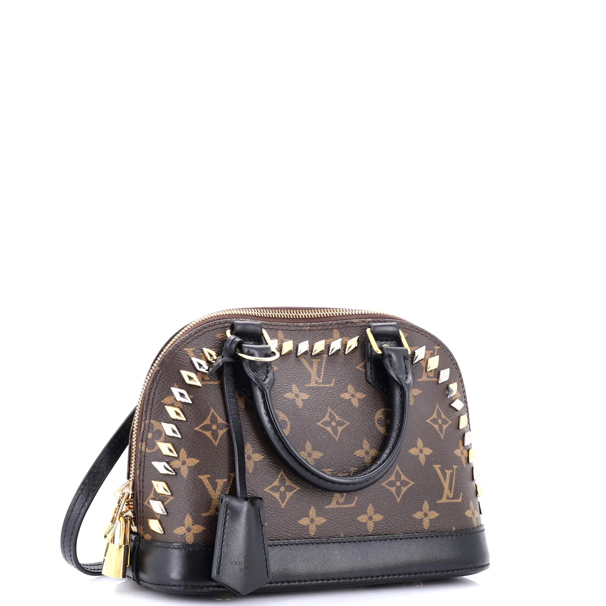 Metal Stones Alma Handbag Studded Monogram Canvas BB - Deep Luxury