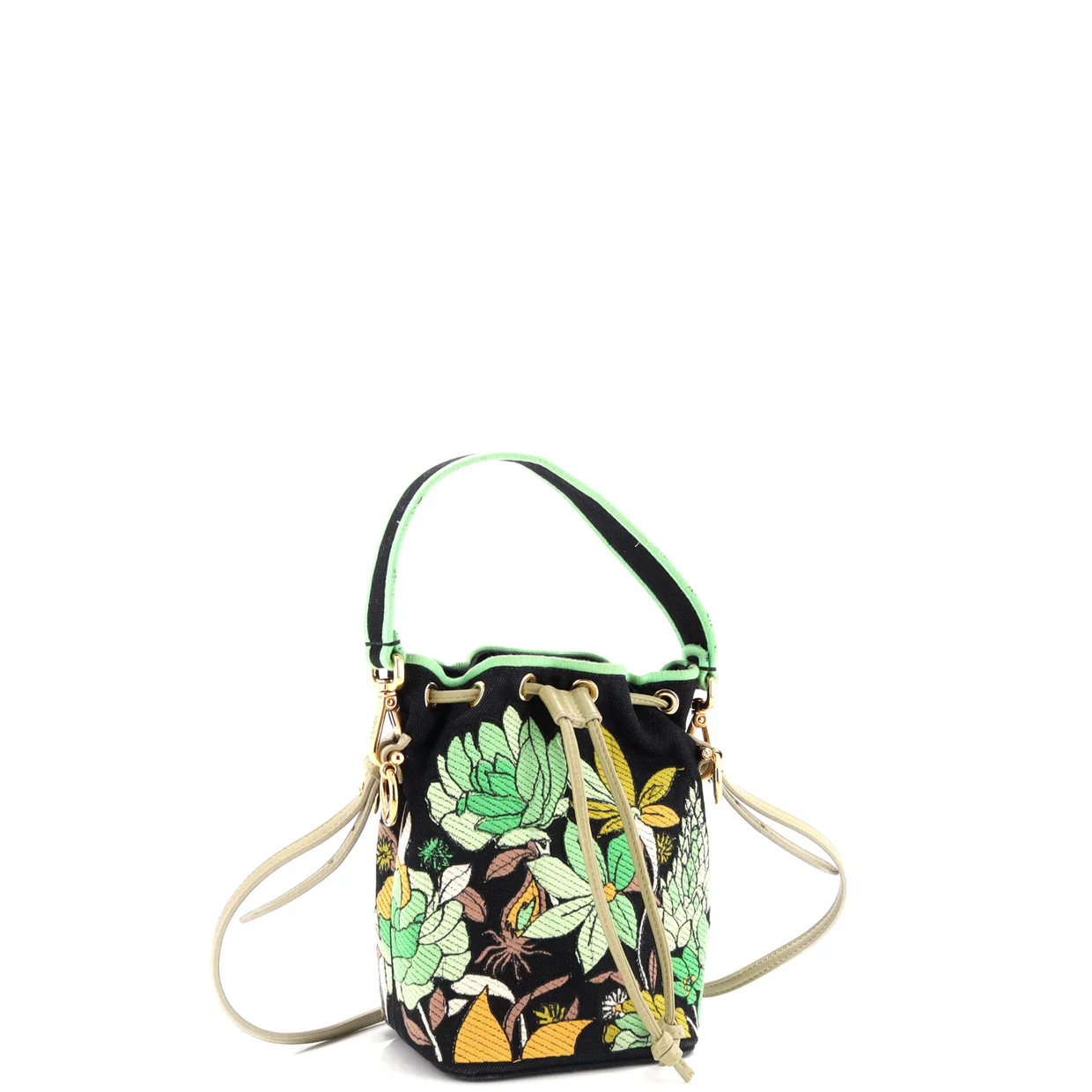 Mon Tresor Bucket Bag Embroidered Canvas Mini - Deep Luxury